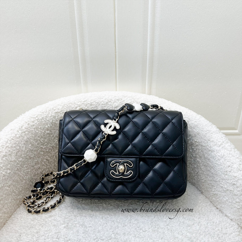 Chanel 23P Square Mini Flap in Black Lambskin LGHW