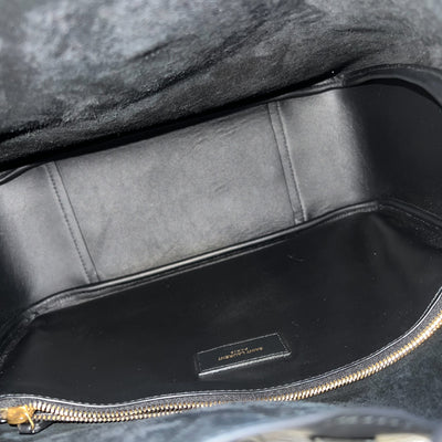 Saint Laurent YSL Large Le 5 À 7 Supple Hobo Bag in Black Grained Leather and GHW