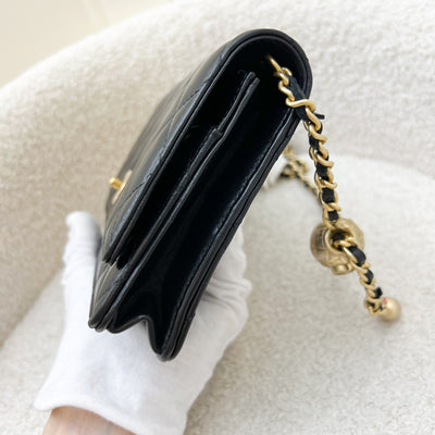 Chanel Pearl Crush Wallet on Chain WOC in Black Lambskin and AGHW