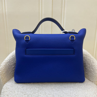 Hermes 24/24 29 Verso Bag in Bleu Royal Leather, Fauve Interior and GHW