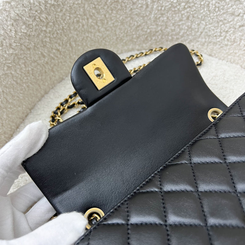 Chanel 22S Pearl Crush Mini Rectangle Flap in Black Lambskin and AGHW