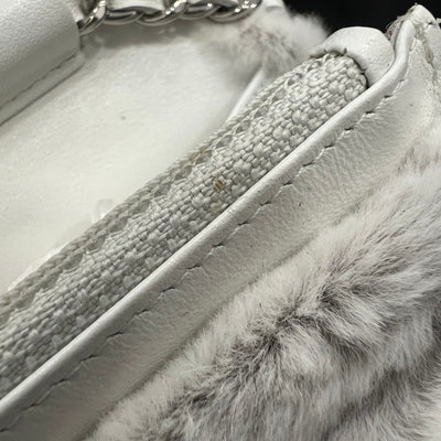 Chanel Wallet on Chain WOC in Shearling, White Leather and SHW