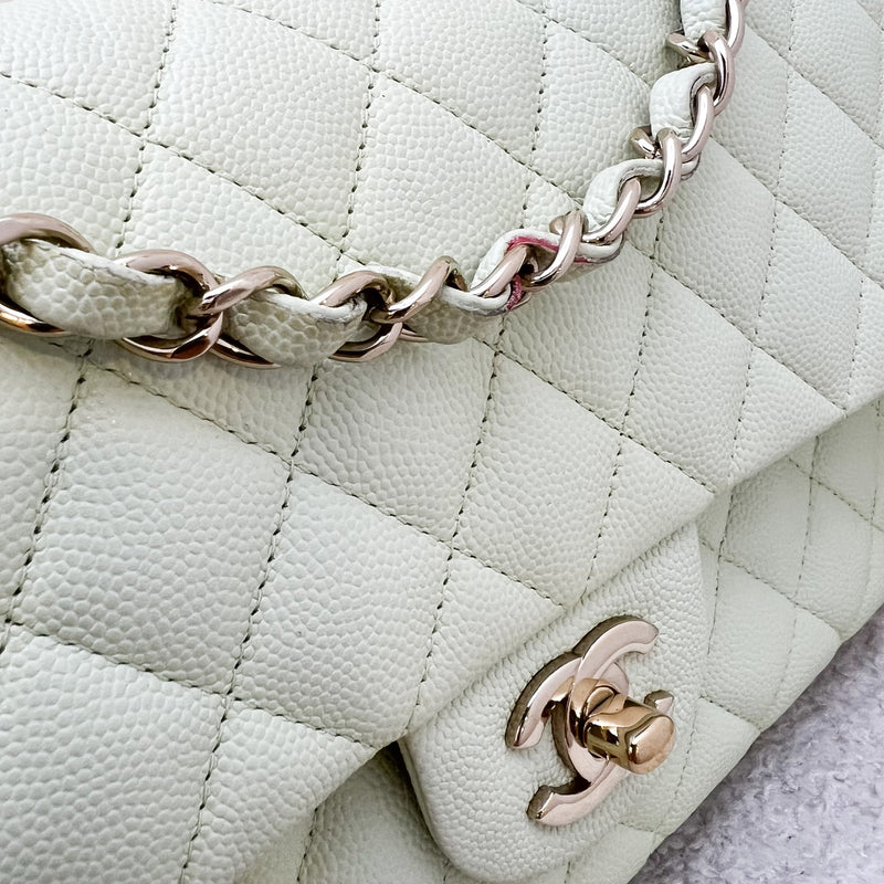 Chanel Medium Classic Flap CF in 22C Apple Green Caviar and LGHW