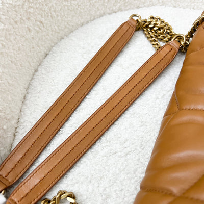 Saint Laurent YSL Small Loulou Puffer Bag in Caramel Brown Lambskin and GHW