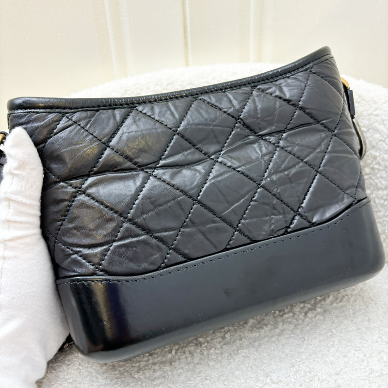 Chanel Small Gabrielle Hobo in Black Distressed Calfskin and 3-Tone HW