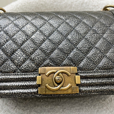 Chanel Medium 25cm Boy Flap in Metallic Crinkled Calfskin and RHW