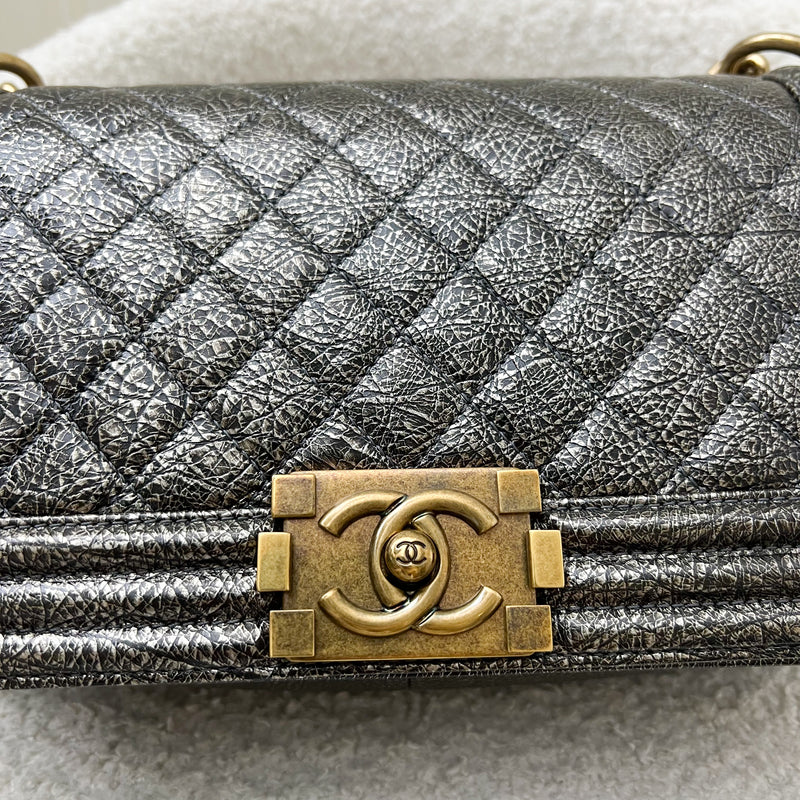 Chanel Medium 25cm Boy Flap in Metallic Crinkled Calfskin and RHW