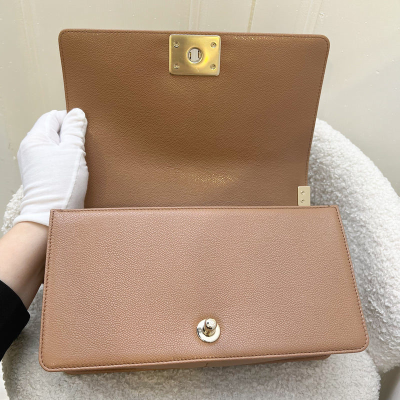 Chanel Medium 25cm Boy Flap in 21K Caramel Caviar LGHW