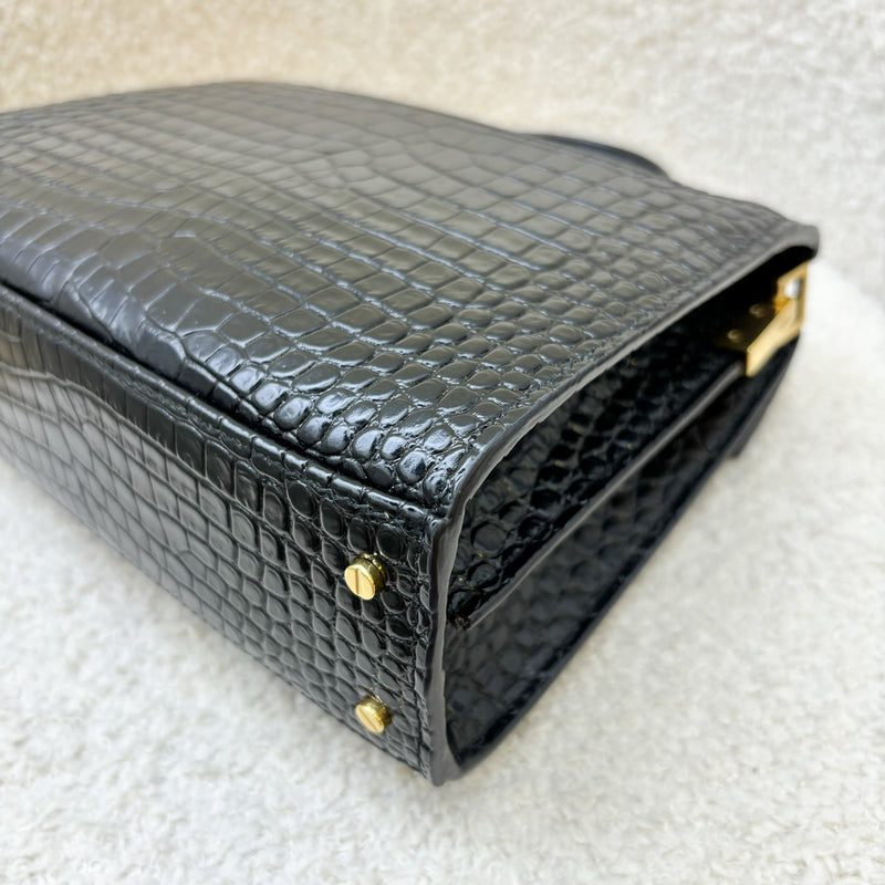 Saint Laurent Mini Cassandra Top Handle Bag in Crocodile Embossed Leather GHW