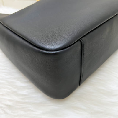 Saint Laurent YSL Large Le 5 À 7 Supple Hobo Bag in Black Grained Leather and GHW