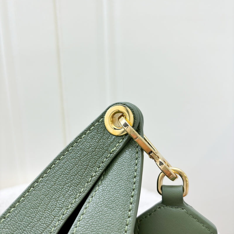 Loewe Luna Shoulder Bag in Olive Green Satin Calfskin and GHW