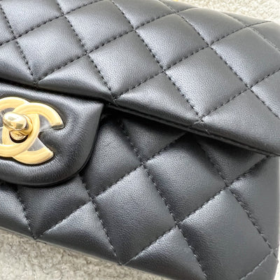 Chanel Top Handle Mini Rectangle Flap in Black Lambskin and GHW