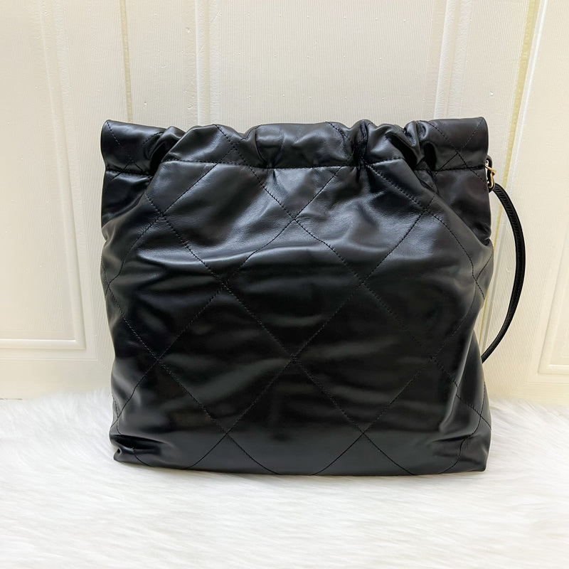 (2024 Receipt) Chanel 22 Small Hobo Bag in Black Calfskin and AGHW (Model: AS3260)