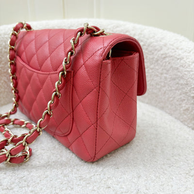 Chanel Classic Mini Rectangle Flap in 17C Dark Pink Caviar LGHW