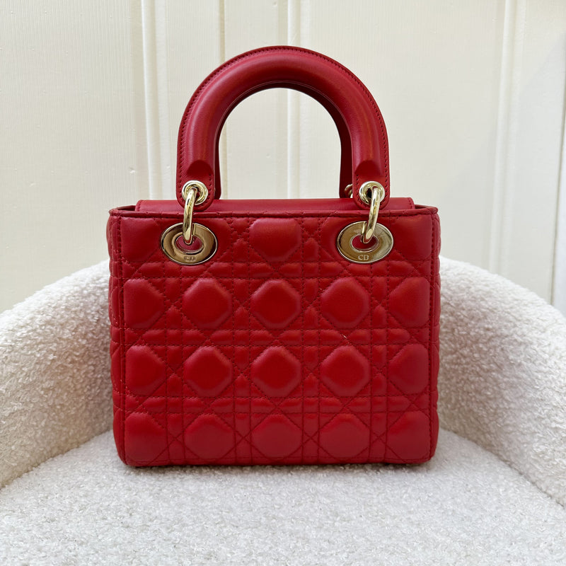 Dior Small MyLadyDior Lady Dior in Red Lambskin and LGHW