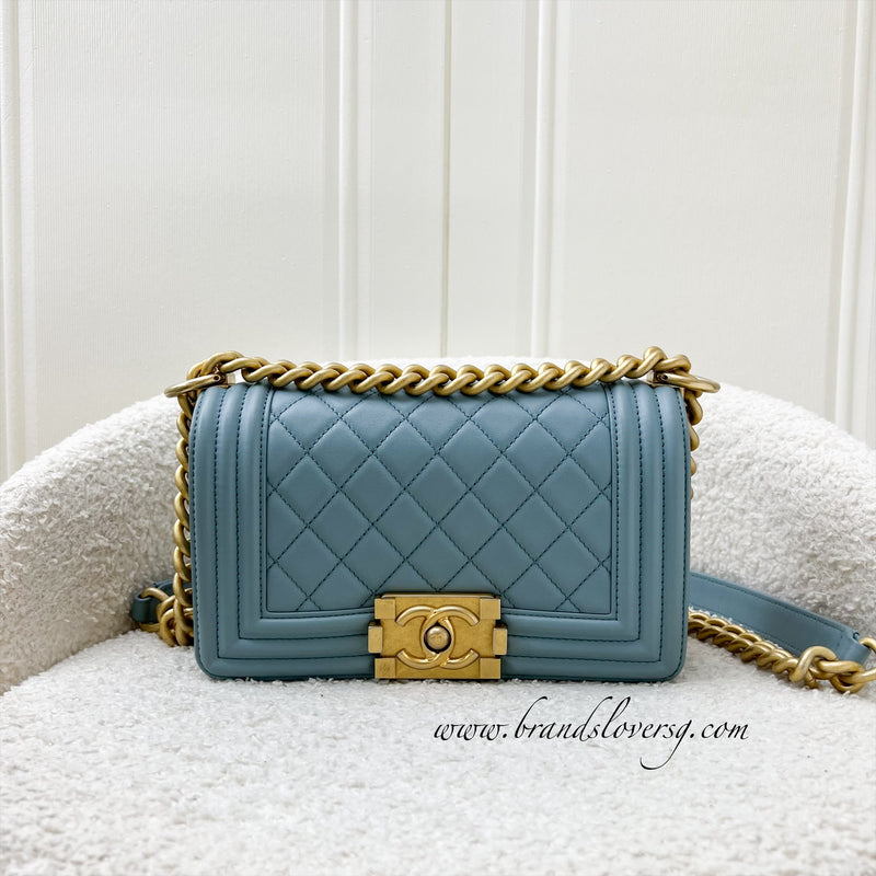 Chanel Small 20cm Boy Flap in Seafoam Lambskin and AGHW