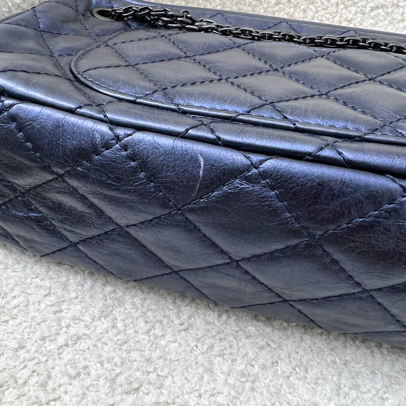 Chanel 2.55 Reissue Camerra Bag in Metallic Blue Distressed Leather and BHW