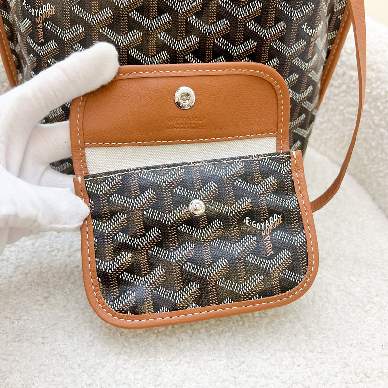 Goyard Mini Anjou in Black Goyardine Canvas with Camel Trim