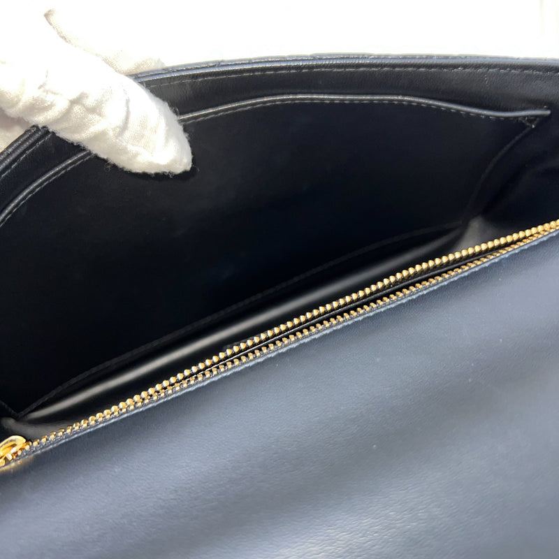 Dior Medium Caro Flap Bag in Black Grained Calfskin and GHW