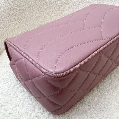 Chanel 16C Pagoda Small Flap in Dark Pink Lambskin and Gosgrain and AGHW