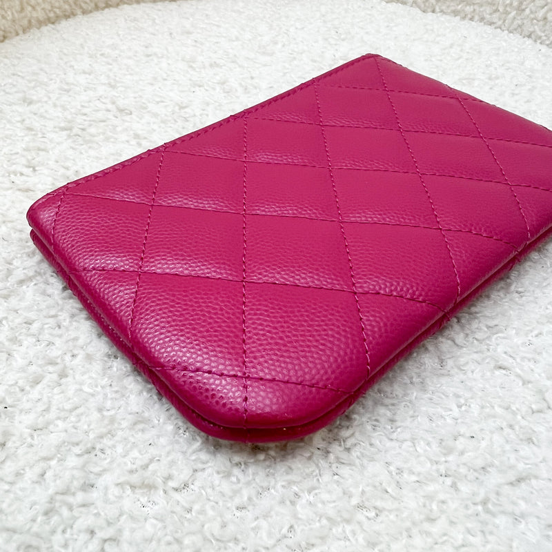 Chanel Classic Mini O-Case in Dark Pink Caviar and LGHW