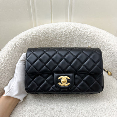 Chanel Pearl Crush Mini Rectangular Flap in Black Lambskin and AGHW (Model: AS1787)