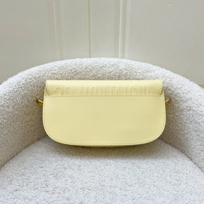 Dior Bobby East West Bag in Pale Yellow Calfskin and AGHW (With Additional Dior Canvas Strap)