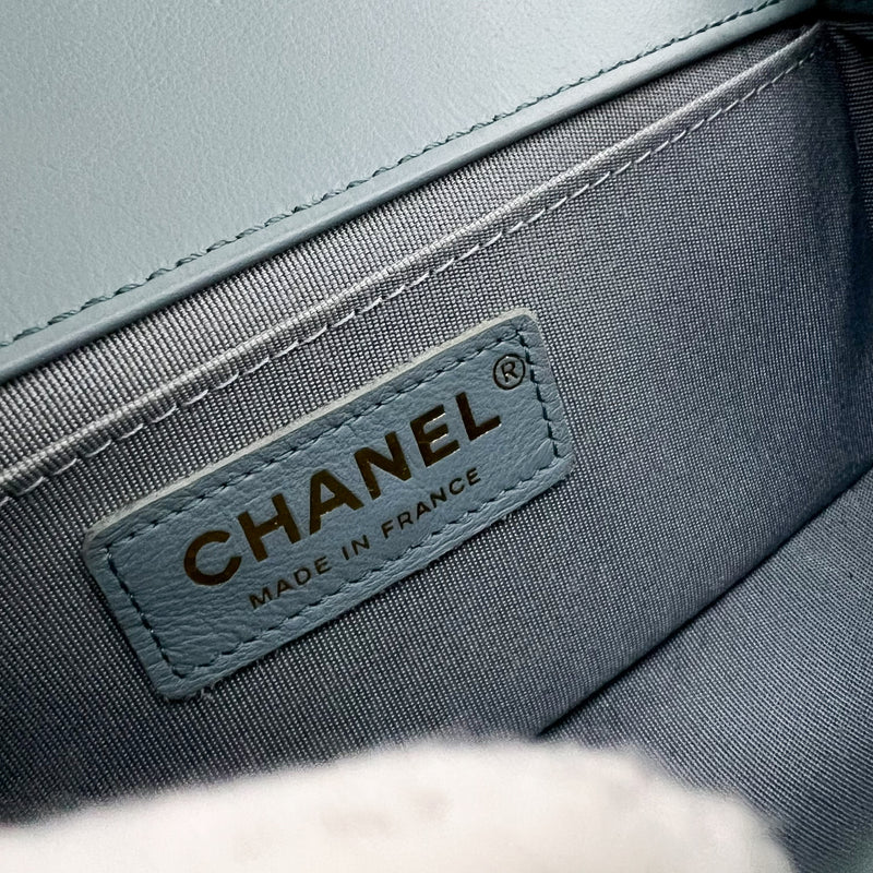 Chanel Small 20cm Boy Flap in Seafoam Lambskin and AGHW