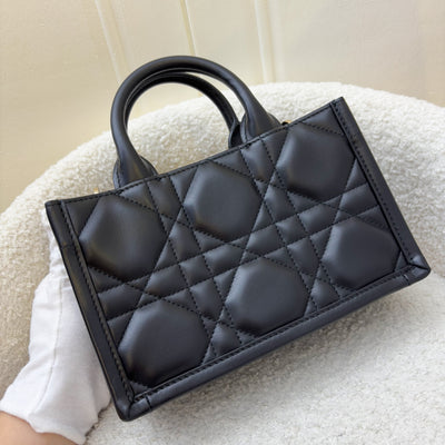 Dior Mini Book Tote in Black Macrocannage Lambskin and LGHW (Model: S5573OWHP)