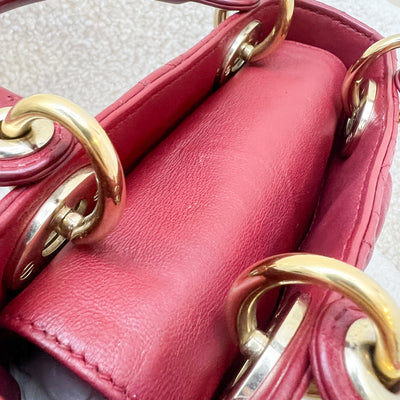 Dior Mini Lady Dior in Cherry Red Lambskin and GHW