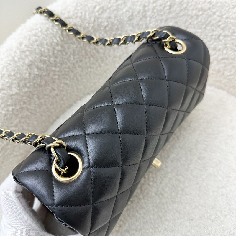 Chanel Mini Rectangle Flap in Black Lambskin and LGHW