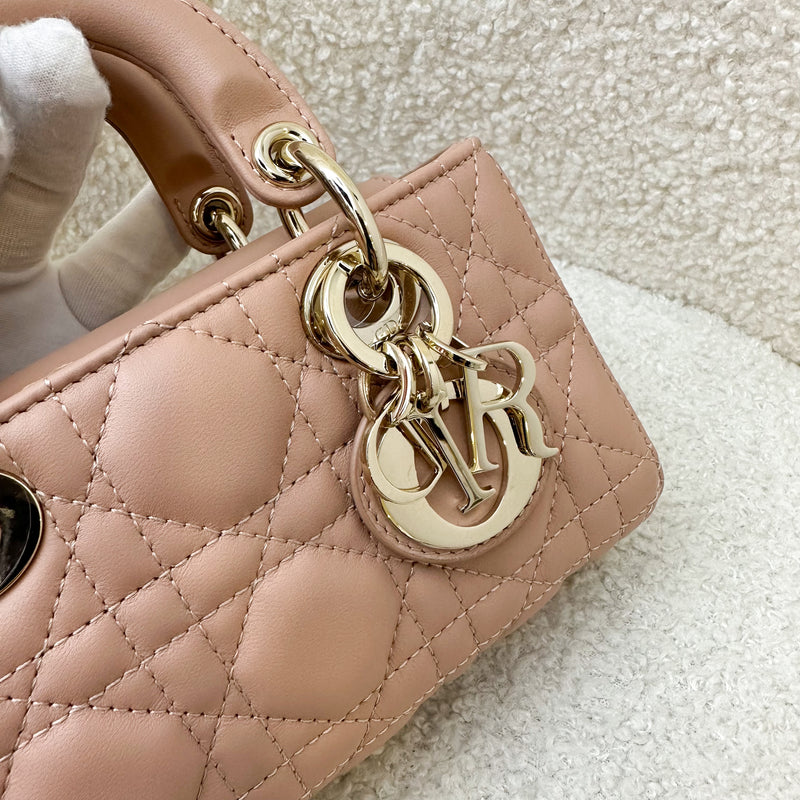 Dior Micro Lady D-Joy Bag in Nude Pink Cannage Lambskin and LGHW