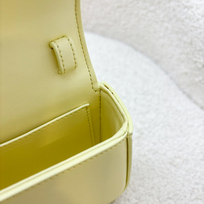 Celine Triomphe Mini Claude Flap Bag in Light Yellow Shiny Calfskin and GHW