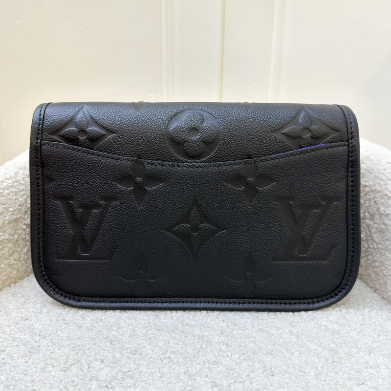 LV Diane Flap Bag in Black Monogram Empreinte Leather with Black Strap