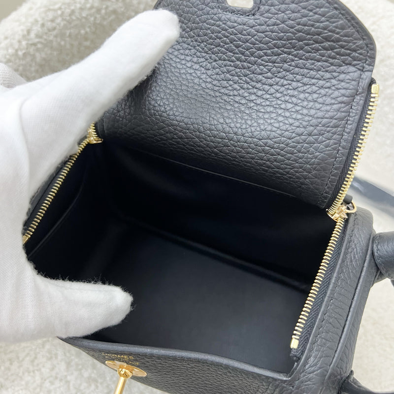 Hermes Mini Lindy in Black Noir Clemence Leather GHW