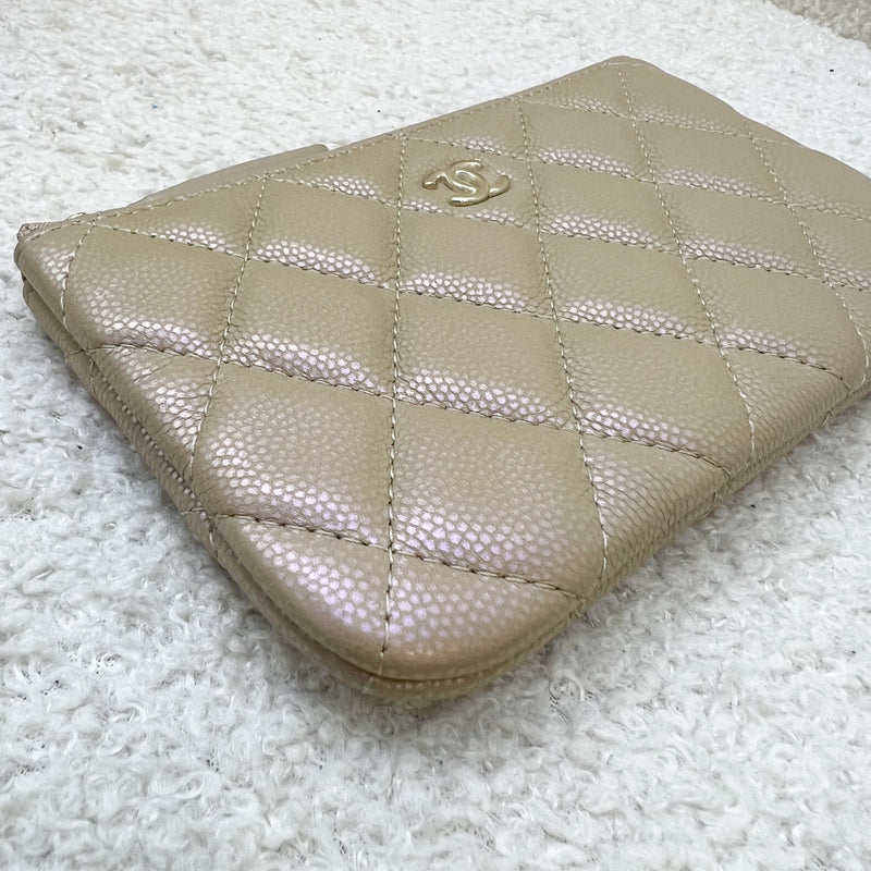 Chanel Classic Mini O Case in 21S Iridescent Beige Caviar LGHW