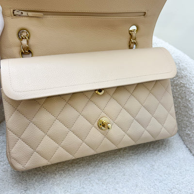 Chanel Medium Classic Flap CF in Beige Clair Caviar and GHW