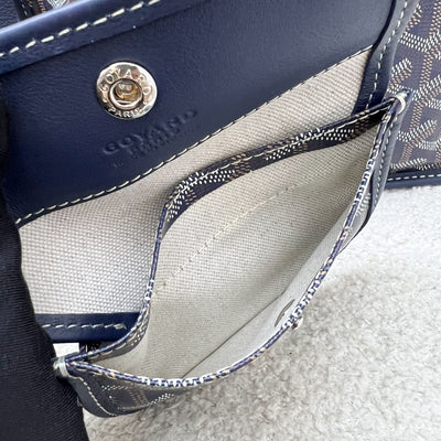 Goyard Mini Anjou Tote in Navy Goyardine Canvas with Navy Trim