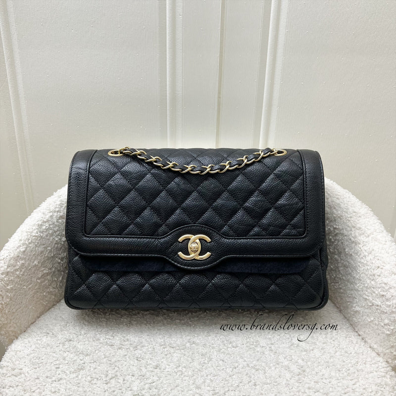 Chanel 16C Two-Tone Day Medium Flap in Distressed Black Caviar and Matte GHW