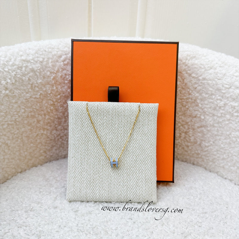 Hermes Mini Pop H Pendant Necklace in Lilas Enamel GHW