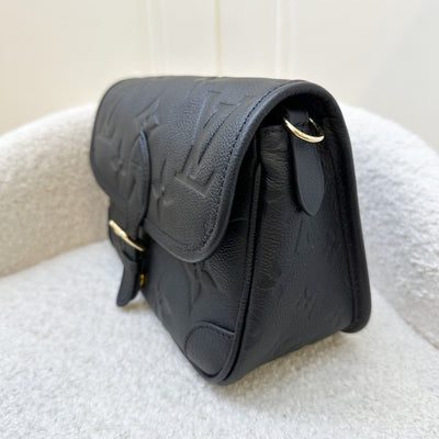 LV Diane Flap Bag in Black Monogram Empreinte Leather with Black Strap