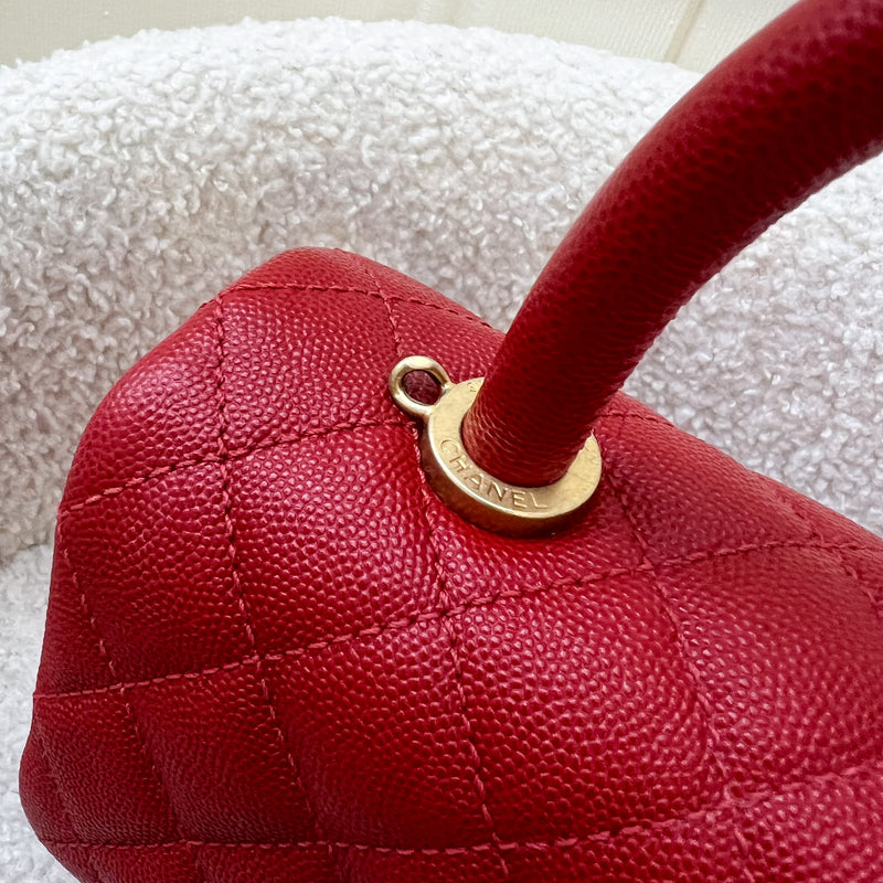 Chanel Small 24cm Coco Handle in Red Caviar and AGHW