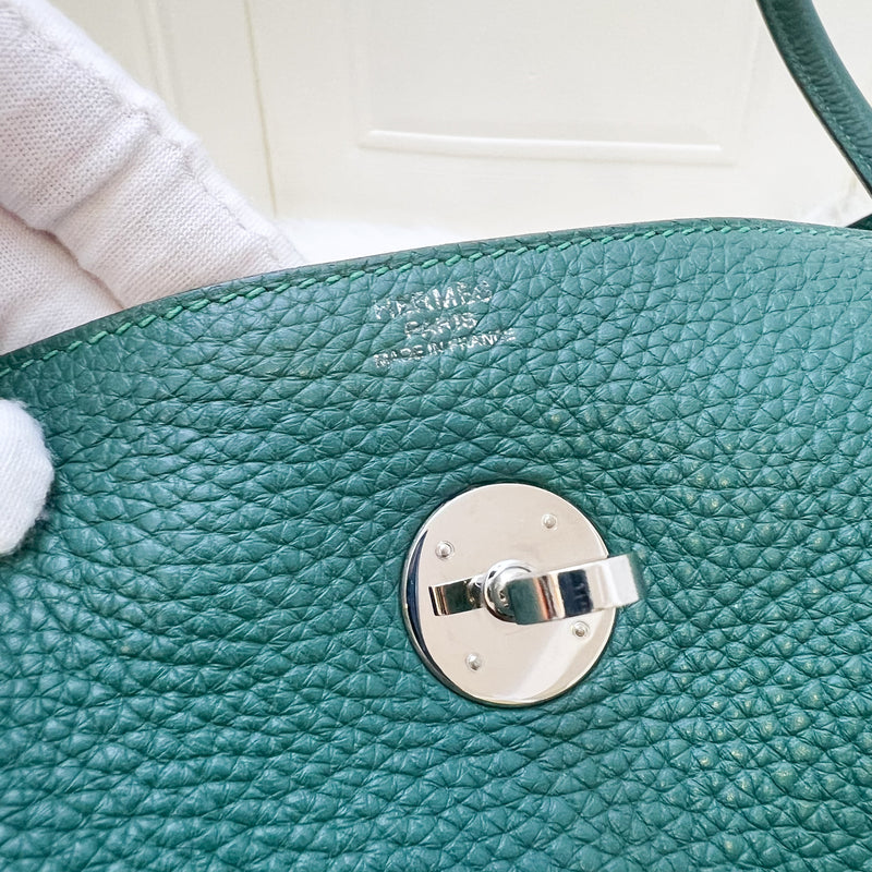 Hermes Lindy 30 in Green (Likely Malachite) Clemence Leather and PHW