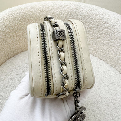 Chanel Seasonal Micro Camera Bag with CC Charm in Light Grey Calfskin and RHW