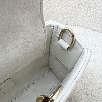 Dior Micro Lady D-Joy Bag in White Cannage Lambskin and LGHW