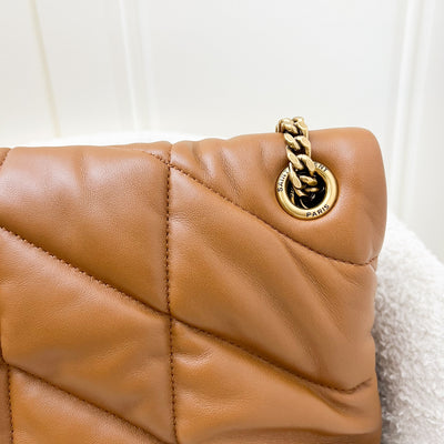 Saint Laurent YSL Small Loulou Puffer Bag in Caramel Brown Lambskin and GHW