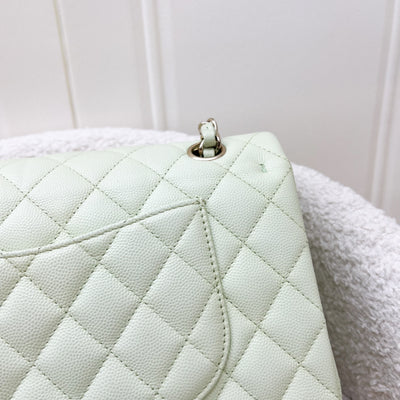 Chanel Medium Classic Flap CF in 22C Apple Green Caviar and LGHW