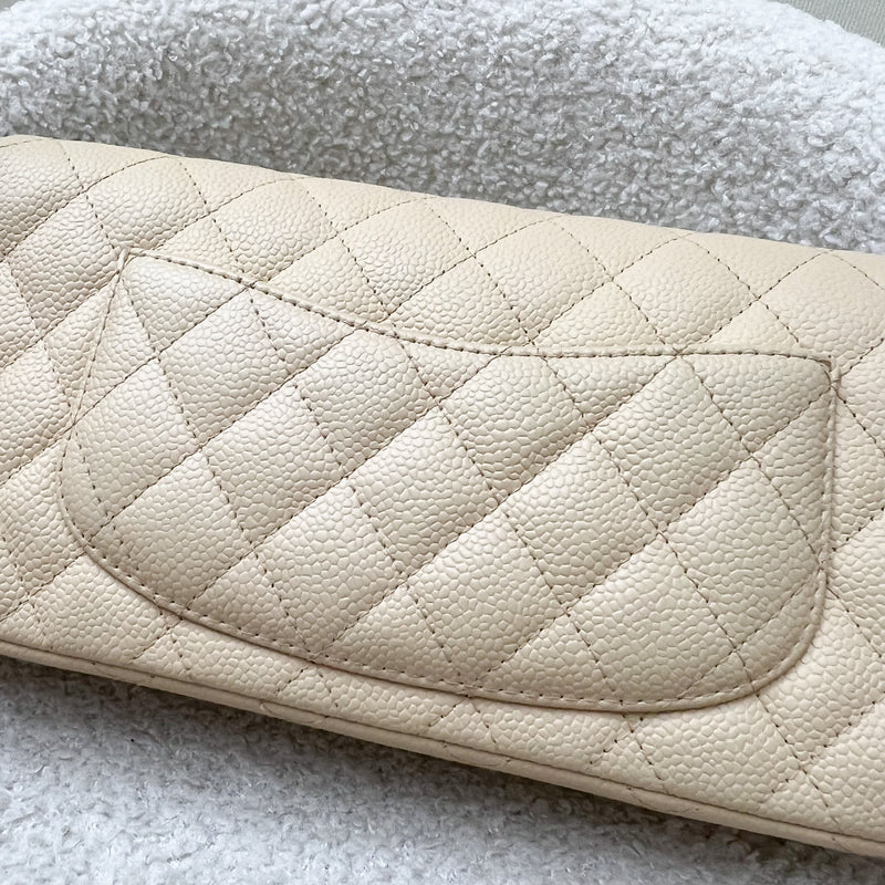 Chanel East West Flap Bag in Beige Caviar and SHW