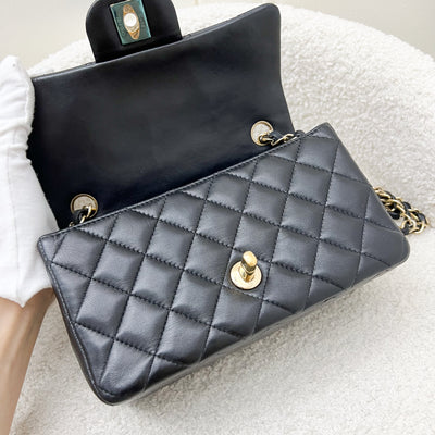 Chanel Classic Mini Rectangle Flap in Black Lambskin and LGHW