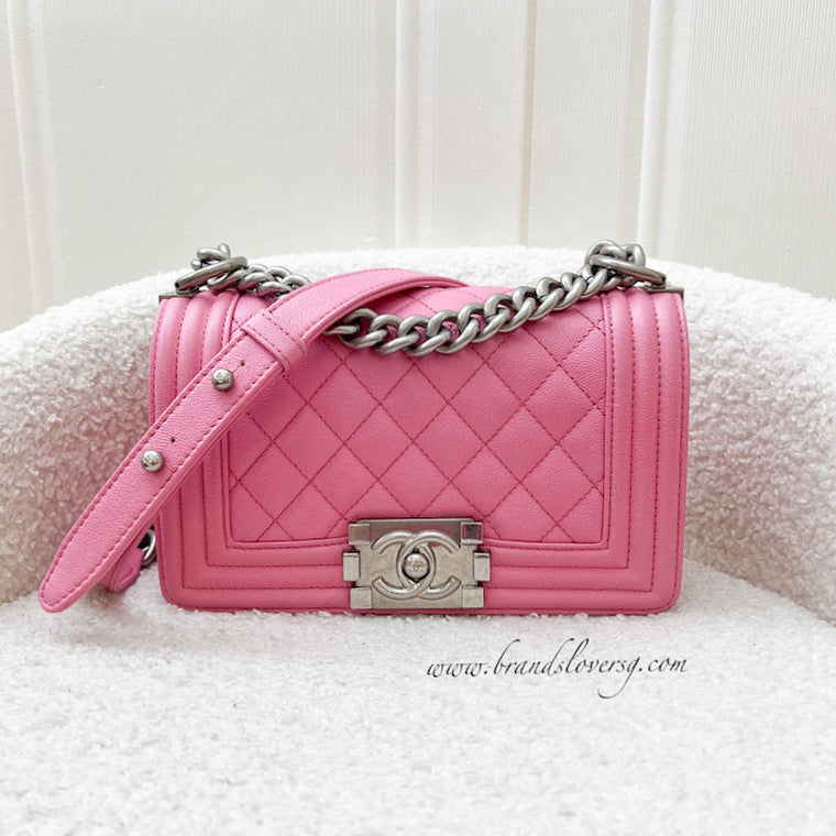 Chanel Small 20cm Boy Flap in Pink Caviar and Aged SHW